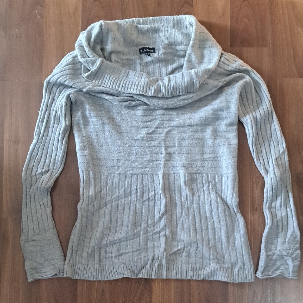 Le Chateau Light Gray Cowl Neck Sweater. Preppy. Cozy. Y2k.